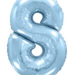 Шар (40''/102 см) Цифра, 8, Голубой, Макарунс, 1 шт. в уп.