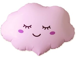 Шар (27''/69 см) Фигура, Облако, Светло-розовый, Матовый, 1 шт.