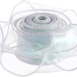 Лента декоративная (4 см*9,14 м) Органза с леской, Серебро, Хамелеон, 1 шт.