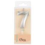 Свеча Цифра, 7 Грани, Серебро, Металлик, 4,2*6 + 4,5 см, 1 шт.