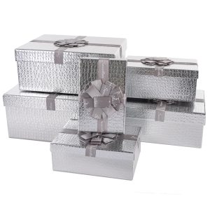 Набор коробок Эффектный подарок, Серебро, Металлик, 32*25*14 см, 6 шт. в упак.