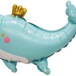 Шар с клапаном (14''/36 см) Мини-фигура, Кит в короне, 1 шт.
