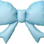 Шар с клапаном (21''/53 см) Фигура, Бант (надув воздухом), Голубой, Сатин