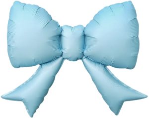 Шар с клапаном (21''/53 см) Фигура, Бант (надув воздухом), Голубой, Сатин