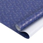 Упаковочная бумага, Крафт 60гр (0,68*10 м) Новогодние елочки, Синий, 1 шт.
