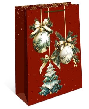 Пакет подарочный, Новогодние игрушки, 22,3*18*10 см, 1 шт