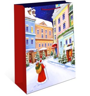 Пакет подарочный, Дедушка Мороз с подарками, 22,3*18*10 см, 1 шт