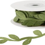 Лента декоративная (2,5 см*10,97 м) Изящные листья, Зеленый, 1 шт.