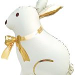 Шар (33''/84 см) Фигура, Зайка с золотым бантиком, Сатин, 1 шт. в уп.