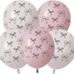 Шар (12''/30 см) Бантики, Ассорти, пастель ретро, 5 ст, 25 шт.
