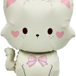 Шар (28''/71 см) Фигура, Кошечка с бантиком, 1 шт. в уп.