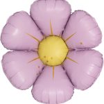 Шар (25''/64 см) Цветок, Ромашка (надув воздухом), Сиреневый, Сатин, 1 шт.