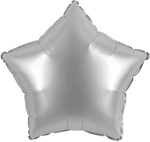 Шар (18''/46 см) Звезда, Серебро, Сатин.