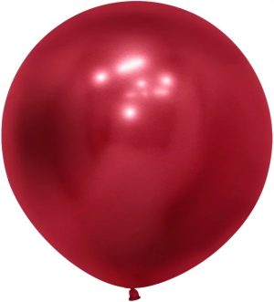 Шар (24''/61 см), Reflex, Зеркальный блеск, Красный (915), хром, 3 шт.