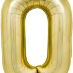 Шар (40''/102 см) Цифра, 0, Белое золото, Металлик, 1 шт. в уп.