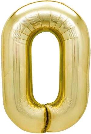 Шар (40''/102 см) Цифра, 0, Белое золото, Металлик, 1 шт. в уп.