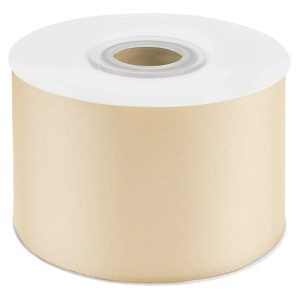 Лента атласная (5 см*22,85 м) Белое золото, 1 шт.