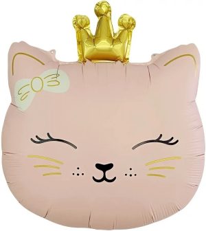 Шар (24''/61 см) Фигура, Кошечка Принцесса, Розовый, Сатин, 1 шт.