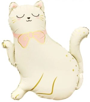 Шар (27''/69 см) Фигура, Кошечка с бантом, Сатин, 1 шт.
